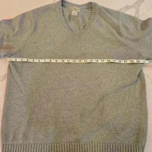 L.L. Bean Mens V-Neck 100% Cotton Pullover Sweater Blue Gray Size Large - Picture 6 of 9